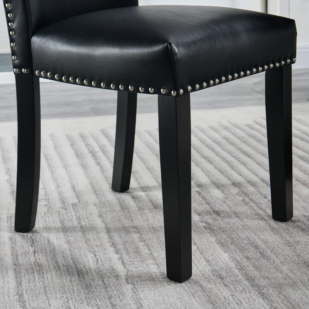 Black Leather Dining Chairs Set of 2 I1451
