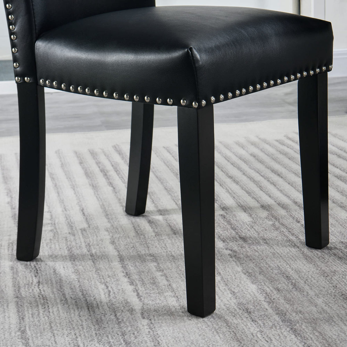Black Leather Dining Chairs Set of 2 I1451