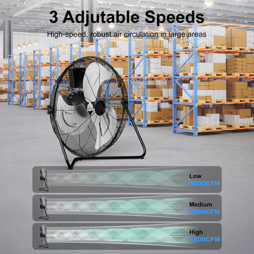 20 Inch 3 Speed High Velocity Metal Industrial Floor Fan E8307