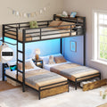 Black Twin Over Twin Triple Bunk Bed with Storage Drawers P4631