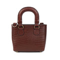 Tan Croc-Embossed Leather Mini Tote Crossbody Bag O7953