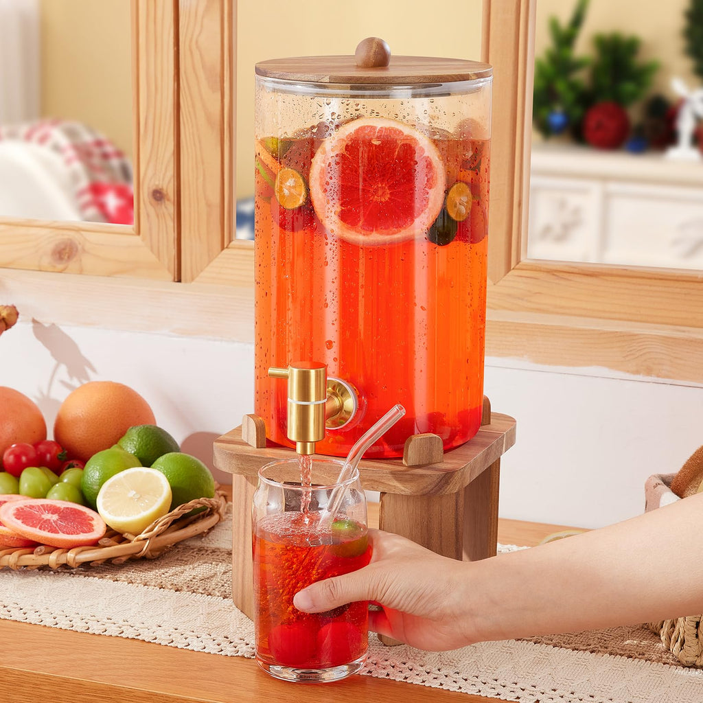 Glass Drink Dispenser with Stand F4042