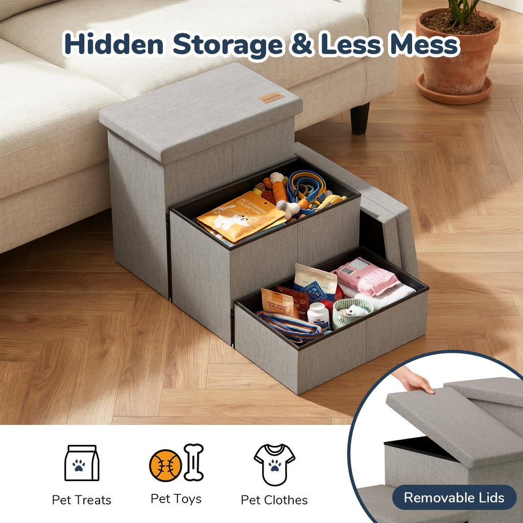 Light Grey Dog Stairs with Storage M842