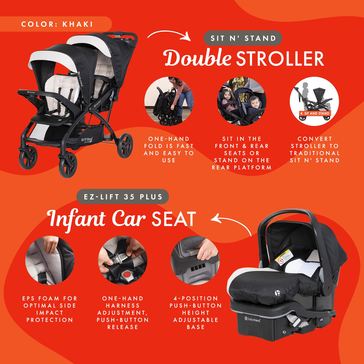 Double Stroller & 2 Car Seats Y3789