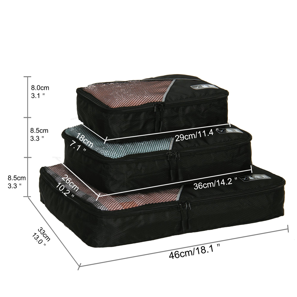 Rolling Backpack with Wheels 43L with Packing Cubes Set O349366