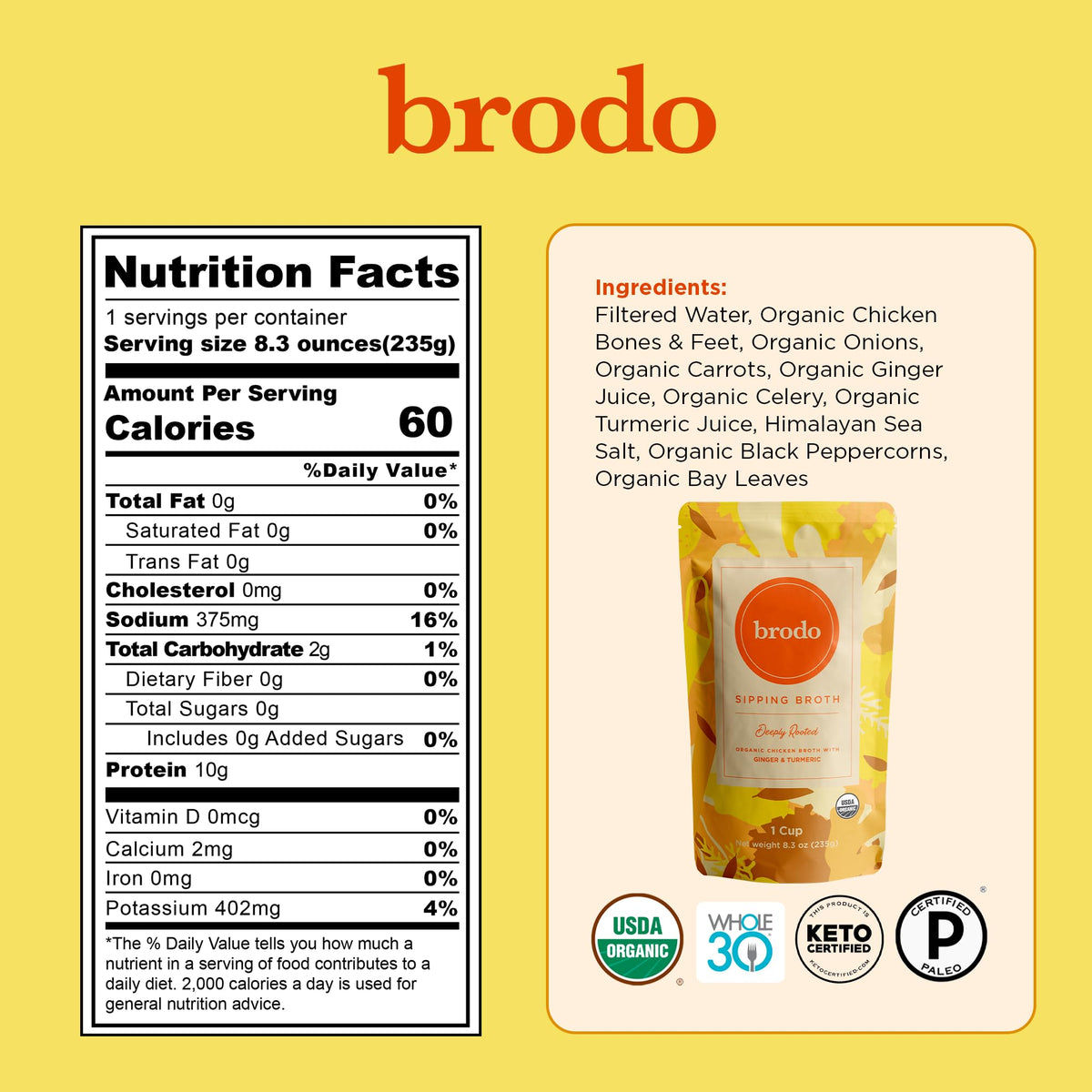 Organic Chicken & Beef Bone Broth 6x 8.3 oz Q76025