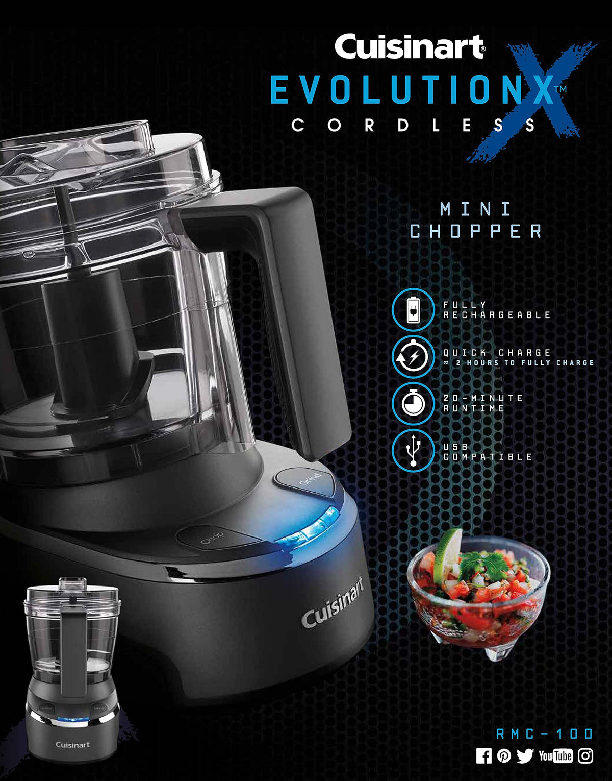 Mini Food Processor & Chopper, 4 Cup, Electric, Black W639