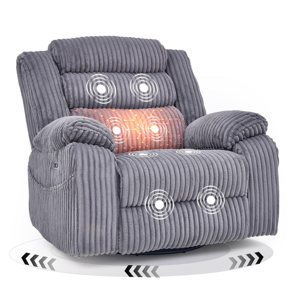 Power Swivel Rocker Recliner Chair with Vibration & Heat G98904