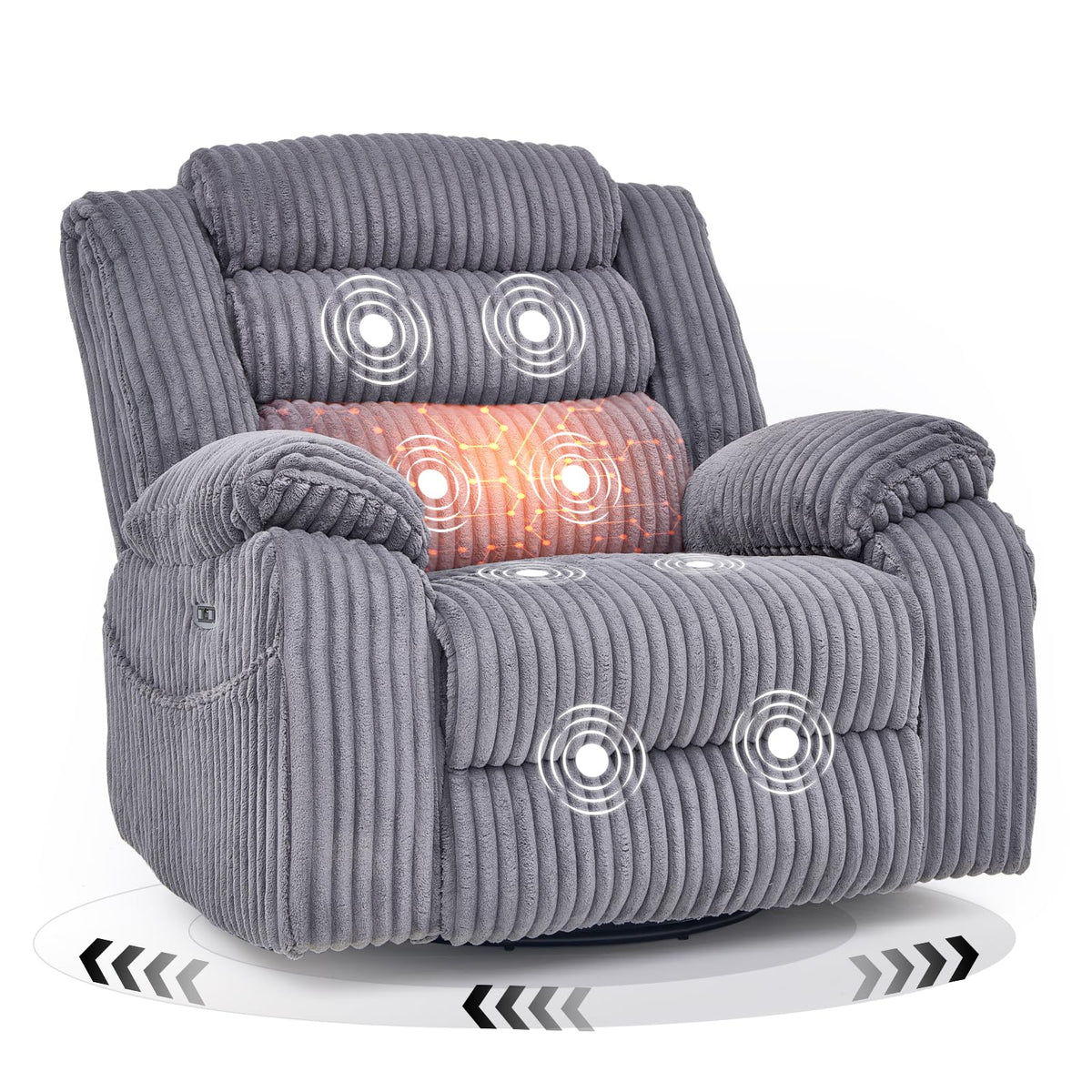 Power Swivel Rocker Recliner Chair with Vibration & Heat G98904