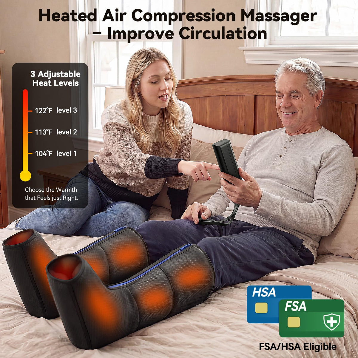 Leg Compression Massager with 3-Zone Heat V3675