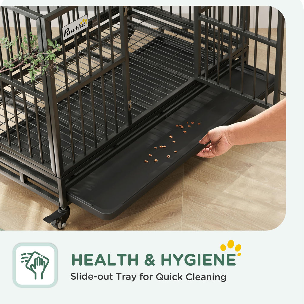 48" Heavy Duty Metal Dog Crate with Lockable Wheels H1788