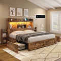 Full Bed Frame with Bookcase Headboard & Storage E641