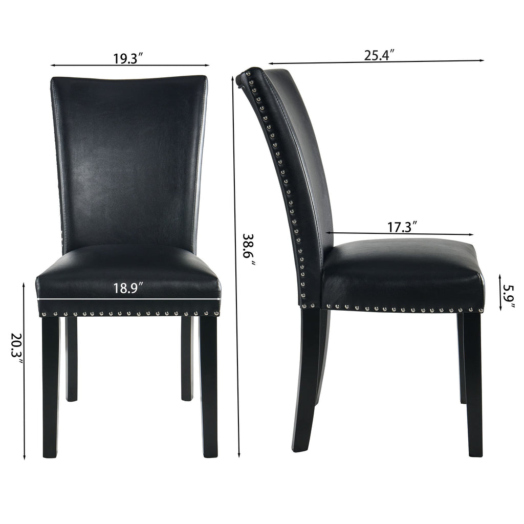 Black Leather Dining Chairs Set of 2 I1451