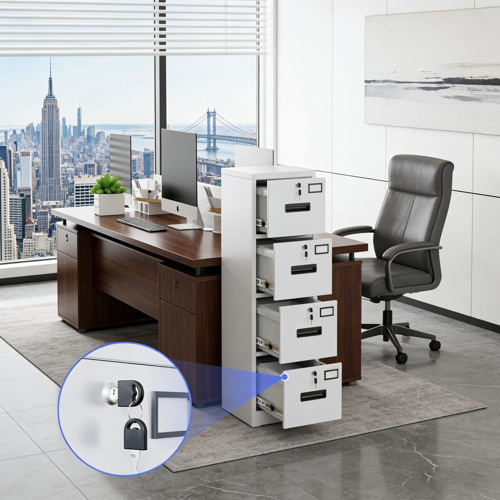 4 Drawer White Metal File Cabinet C496967