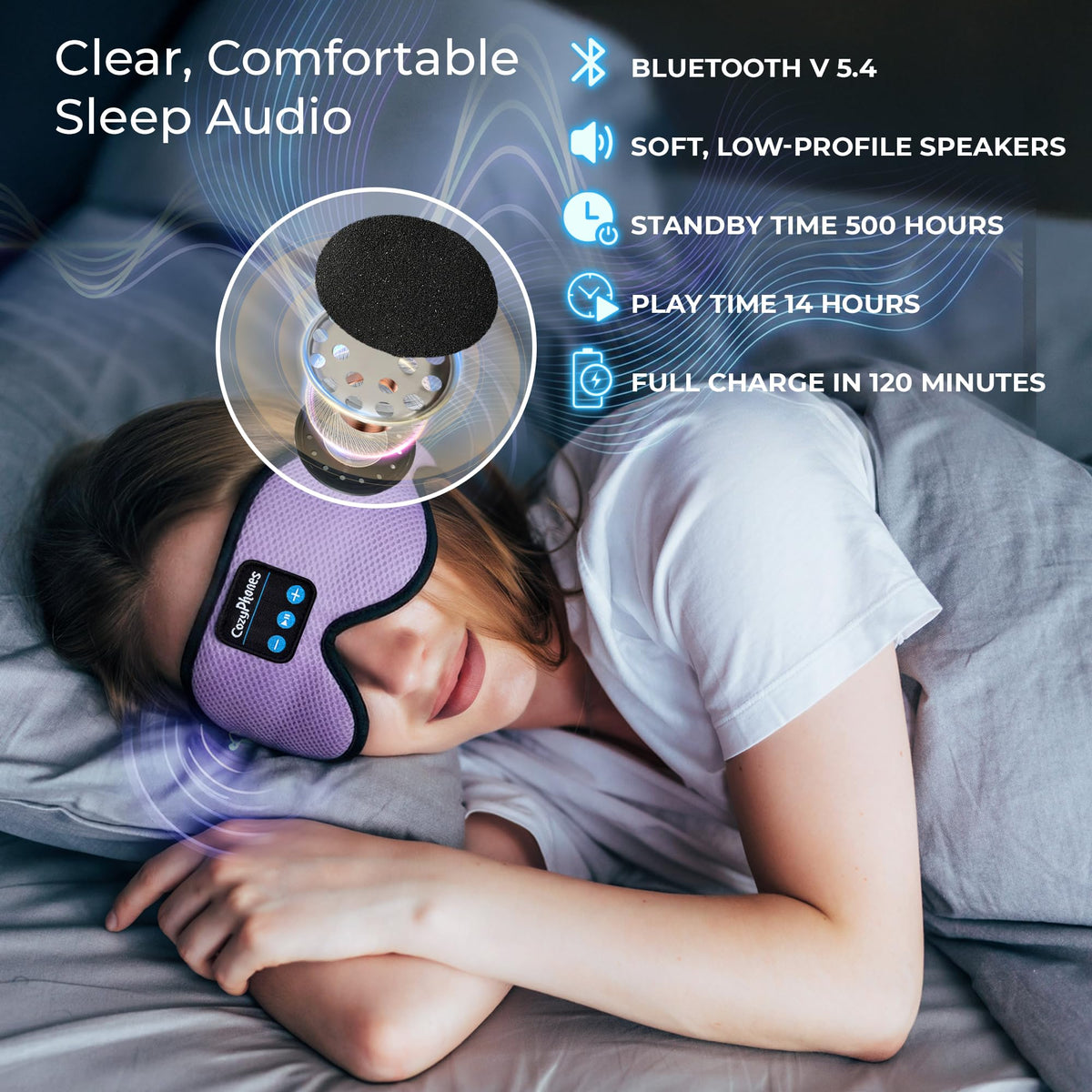 Bluetooth Sleep Mask Headphones Grey O83646