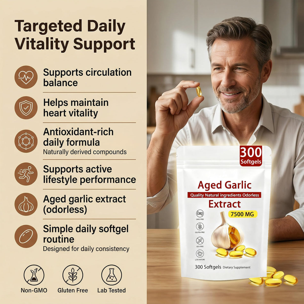 300 Count Garlic Supplement Softgels B890553