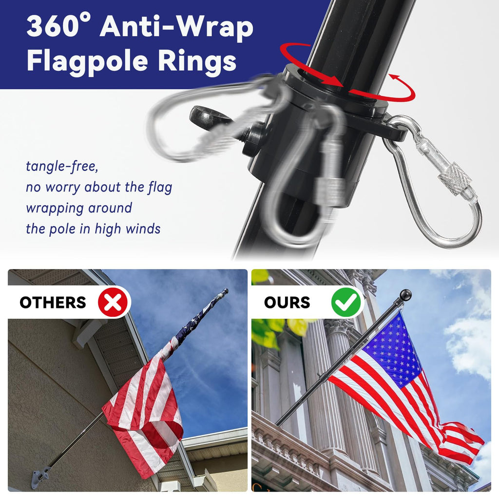 5ft Heavy Duty Black Flag Pole Kit with Holder P914