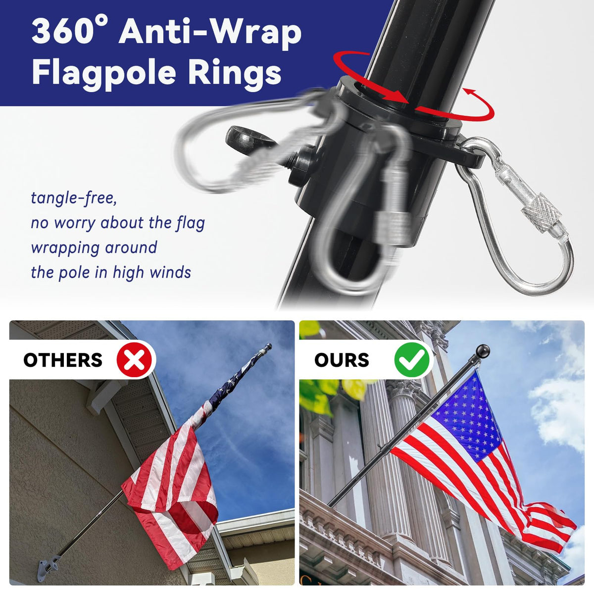 5ft Heavy Duty Black Flag Pole Kit with Holder P914
