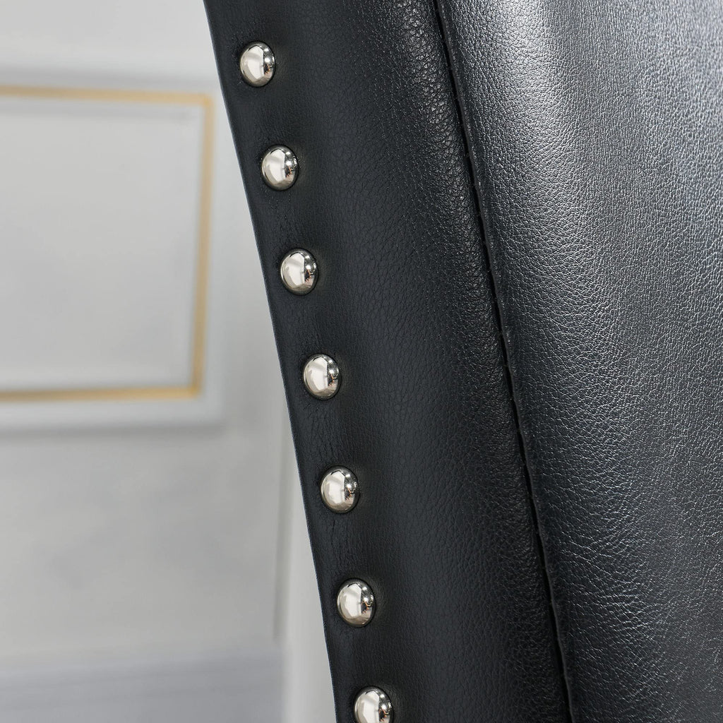 Black Leather Dining Chairs Set of 2 I1451
