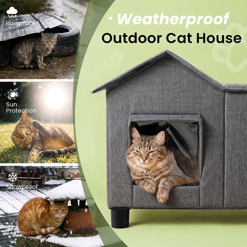 Weatherproof Elevated Cat House P37487