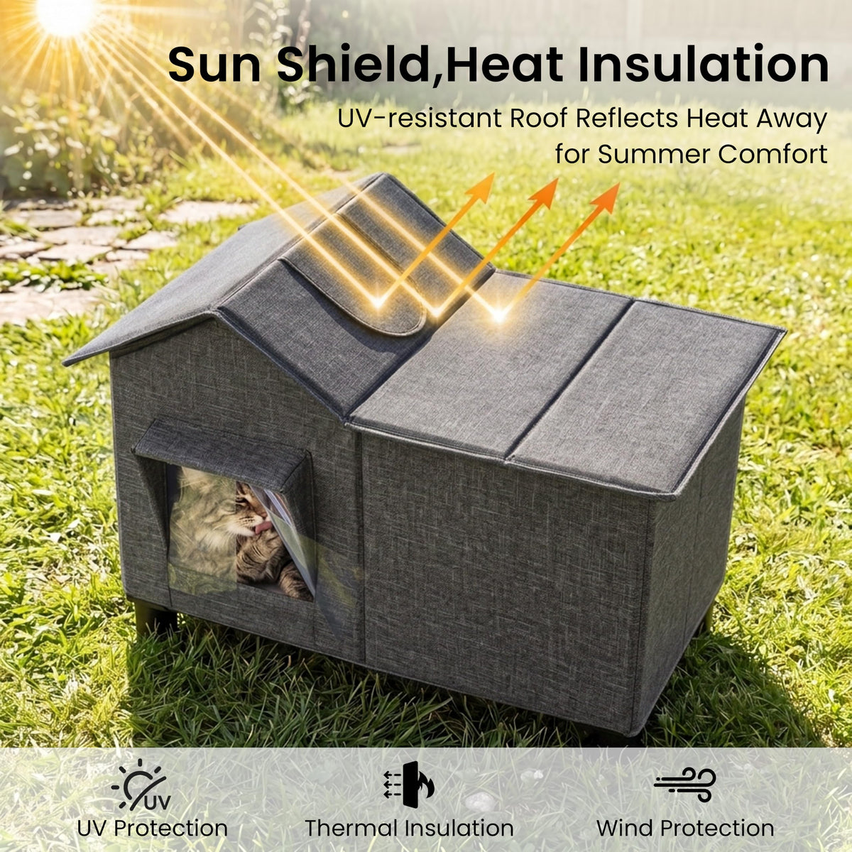 Weatherproof Elevated Cat House P37487