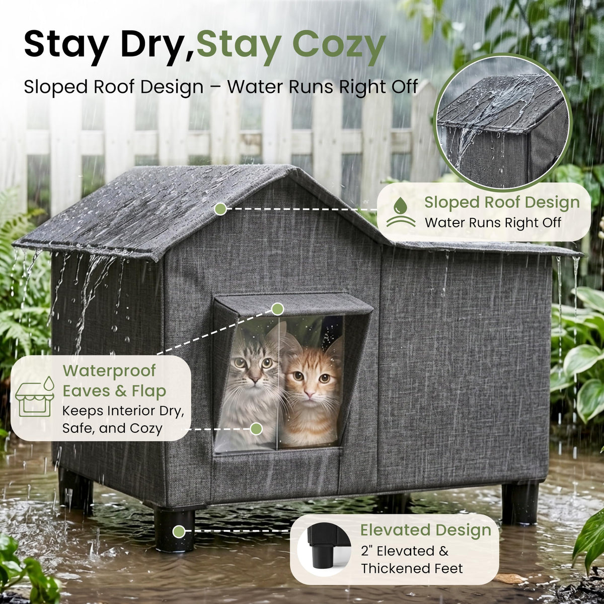 Weatherproof Elevated Cat House P37487