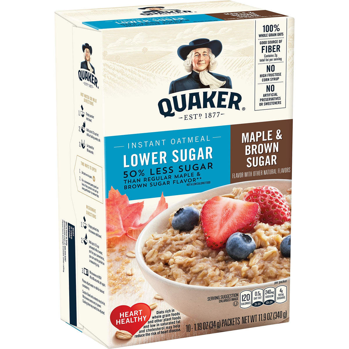 Instant Oatmeal Maple & Brown Sugar 10-Count 1.19oz Boxes Pack of 6 S7728