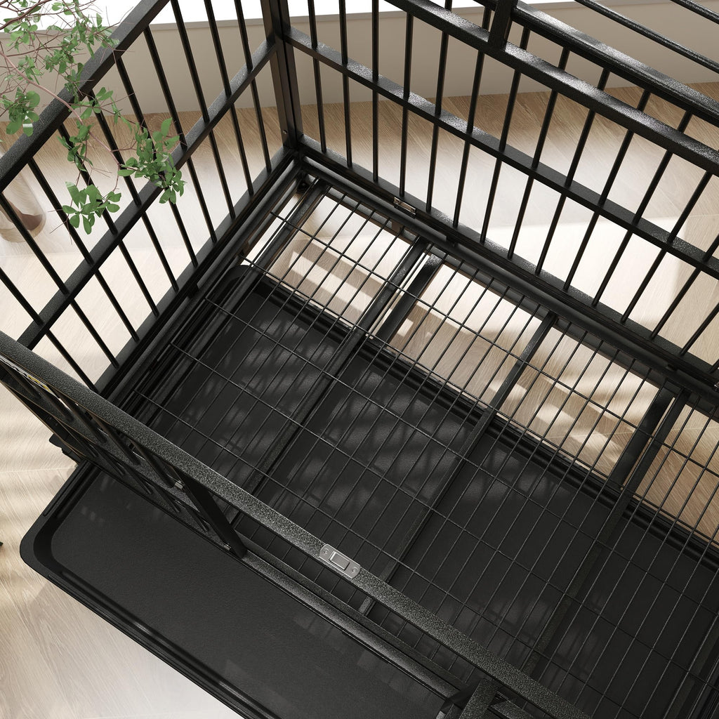 48" Heavy Duty Metal Dog Crate with Lockable Wheels H1788